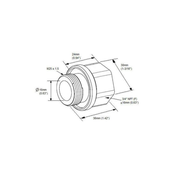 Bosch MIC-M25XNPT34 "Adapter, M25 auf 3/4"" NPT, für Bosch MIC, Edelstahl"