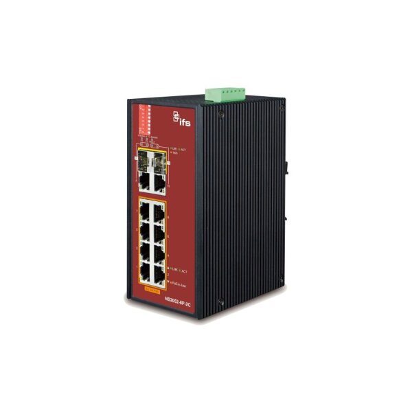 IFS NS2052-8P-2C Industrial Gigabit Ethernet Switch unmanaged, 8 Ports, 2xRJ45/SFP Uplink Combo Ports