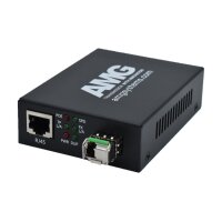 AMG Systems AMG210M-1GAT-1SM1B-P30 POE Medienkonverter, für 0°C bis 50°, 1 x 1GBT RJ45, 1 x GFX, MM, 1 Faser, B Typ