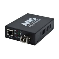 AMG Systems AMG210M-1GAT-1SM2-P30 POE Medienkonverter, für 0°C bis 50°, 1 x 1GBT RJ45, 1 x GFX, SM, 2 Fasern