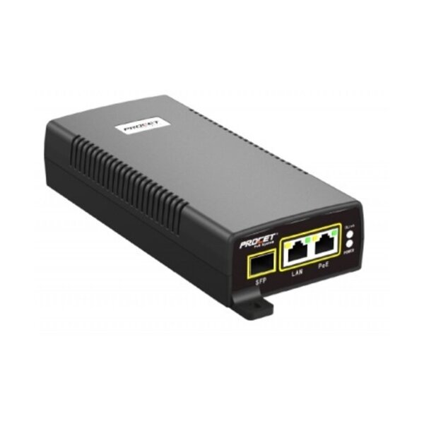 Hanwha Vision SPO-6011 HPoE Injector, 60W / 1.1A, 2 x RJ45 Ports, 1 x SFP Port 10/100/1000BASE-T RJ45