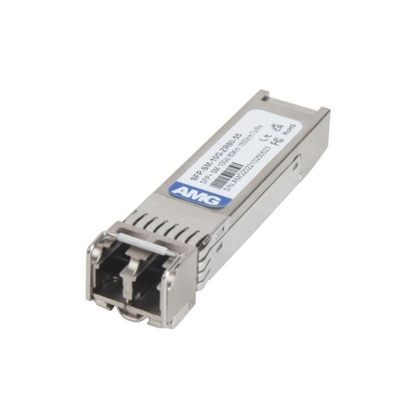 AMG Systems SFP-SM-10G-ZR80-55 SFP+, 10Gb/s, Doppelfaser, Singlemode, 80km Reichweite Tx/Rx: 1550nm, LC, DDM