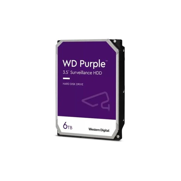 Western Digital WD64PURZ "WD Purple Festplatte, 3,5"", SATA 6Gb/s, 6TB, 256MB Cache, 24x7, für Videoüberwachung optimiert"
