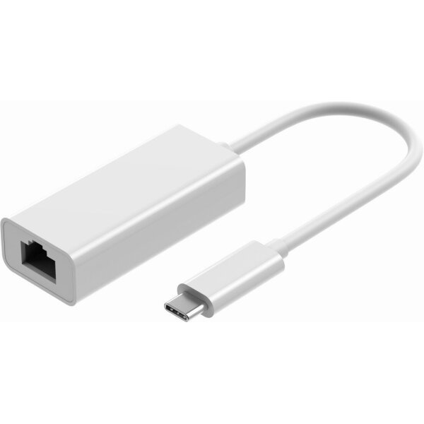 jetrics cable USBC-GB-Adapter USB 3.2 GB Netzwerk Adapter, Typ-C Stecker - RJ45 Buchse, 0,15m, weiß