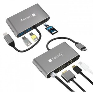 jetrics signal USBC-Dock USB Typ-C Docking Station auf 2x USB3.0, HDMI, VGA, RJ45, USB Typ-C, SD-Slot