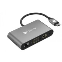 jetrics signal USBC-Dock USB Typ-C Docking Station auf 2x USB3.0, HDMI, VGA, RJ45, USB Typ-C, SD-Slot