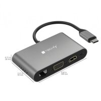 jetrics signal USBC-Dock USB Typ-C Docking Station auf 2x USB3.0, HDMI, VGA, RJ45, USB Typ-C, SD-Slot
