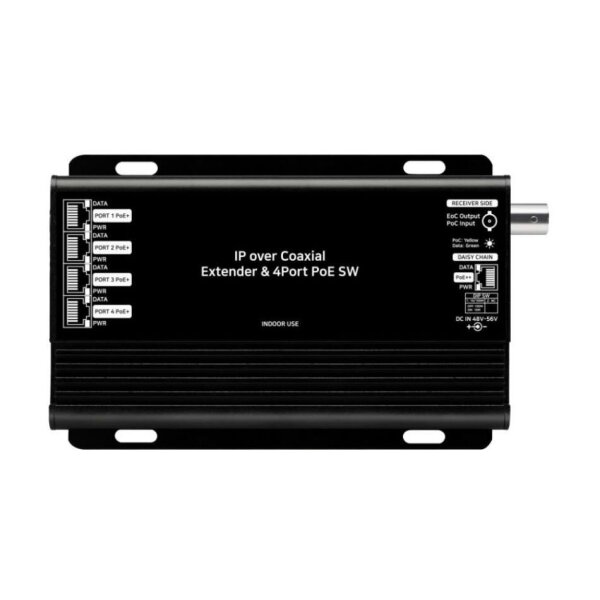 SeeEyes SC-IPT3004P 4-Port PoE Switch und Ethernet Extender, 4-In-1-Out, 100Mbps full duplex, PoE++ 60W, 48 VDC