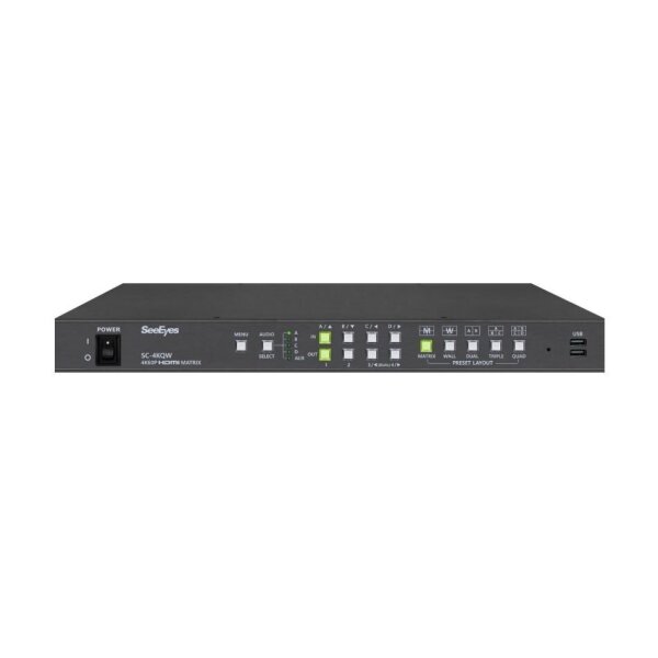 SeeEyes SC-4KQW 4K 60FPS HDMI Splitter / Video Wall / Matrix, HDMI, USB, KVM Fuktion, RS-485 In/Output, 12 VDC