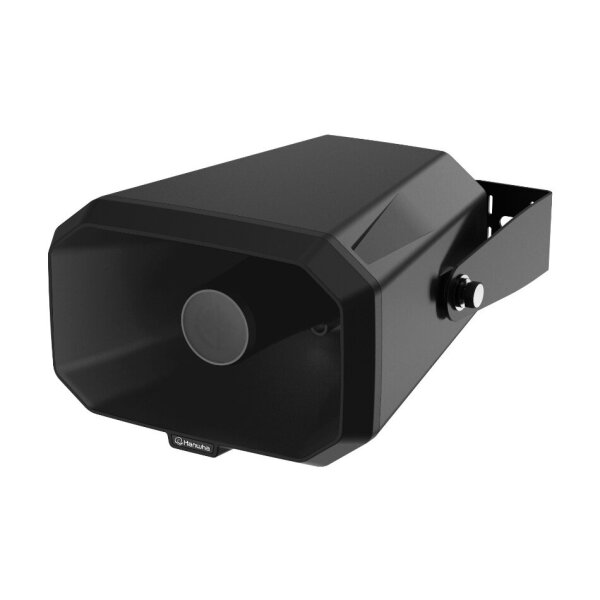 Hanwha Vision SPA-H100B IP Hornlautsprecher, unterstützt PoE und PoE+, Farbe Schwarz, IP66