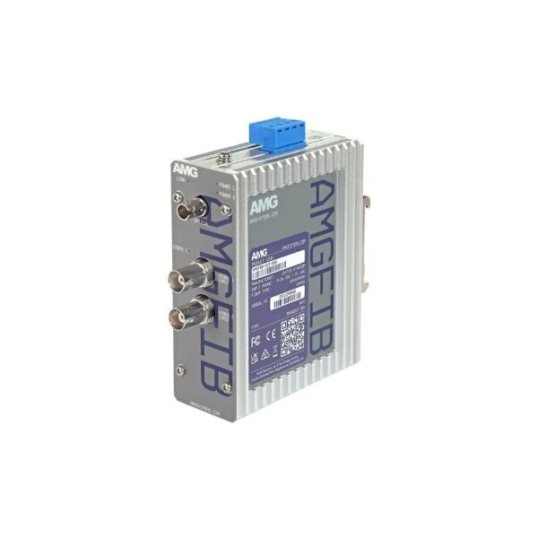 AMG Systems AMGFIB-2VT-M1A Industrieller 2-Kanal CVI/TVI/AHD/CVBS Video Transmitter, Multimode 500 m, 1 Faser, 1310nm ST Connector, 12-36 VDC / 24 VAC Eingangsspannung