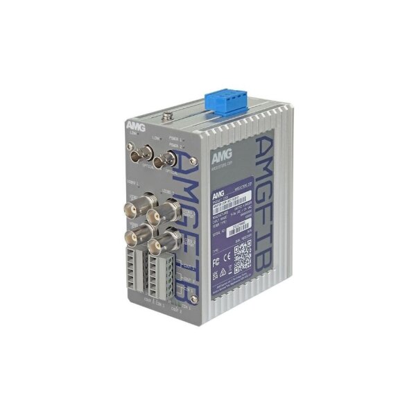 AMG Systems AMGFIB-2VR-3CC-S1B-D Dual Industrieller 2-Kanal CVI/TVI/AHD/CVBS Video Empfänger 2x Kontakt in Videorichtung, 1x in Return, Singlemode 20km, 1 Faser, 1550nm