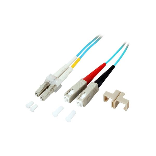 jetrics fiber LC-SC-OM3-2 Duplex Jumper LC-SC 50/125µ, OM3, LSZH, aqua, 2.0mm, 2m