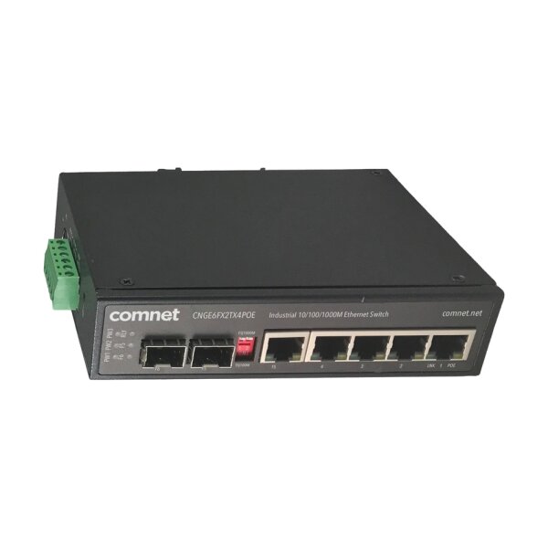 ComNet CNGE6FX2TX4POE Gigabit Switch, 4xRJ45 Gbit, 2x SFP Gbit, 30W PoE