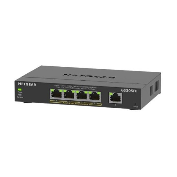 Netgear GS305EP-100PES 5-Port Gb Smart Managed Plus Switch, Metallgehäuse