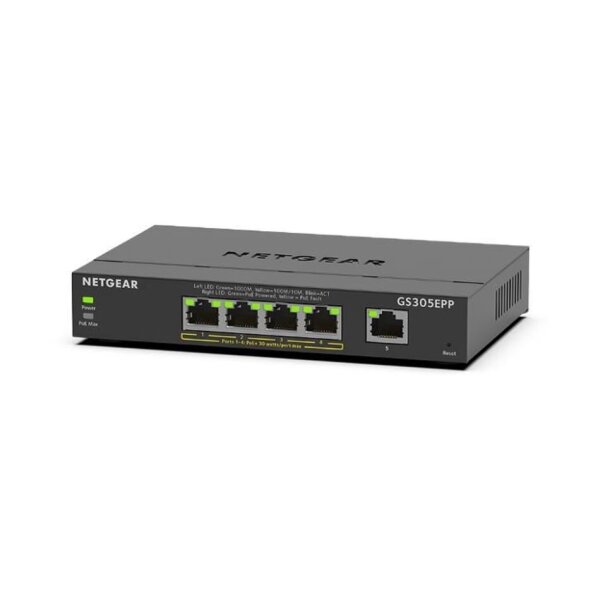 Netgear GS305EPP-100PES 5-Port Gb Smart Managed Plus Switch, PoE+, Metallgehäuse