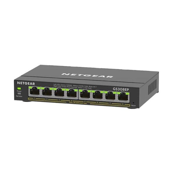 Netgear GS308EP-100PES 8-Port Gb Smart Managed Plus Switch, lüfterlos