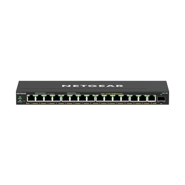 Netgear GS316EP-100PES 16-Port managed Switch, 15x PoE+, 1x SFP, 180W