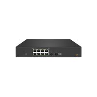 eneo NSUR-1008M0A Gigabit Switch Rack, Unmanaged, 8x PoE, 2xSFP, max. 30W pro Port, internes Netzteil max. 150W