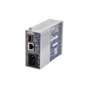 AMG Systems AMG265M-1FAT-1S-P30 Industrieller Mini PoE Medienkonverter, 1 x 10/100BT RJ45 30W, 1 x 100/1GBFX SFP Slot, DIN Rail / Wandmontage, IEC Mains Power