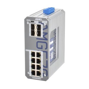 AMG Systems AMG570-8G-4S Industrieller 12 Port Managed Switch 8 x 10/100/1000BT, 2 x 100/1000/2,5GFX SFP Slot, 2 x 100/1000Base-FX SFP Slot, -40°C to +75°C