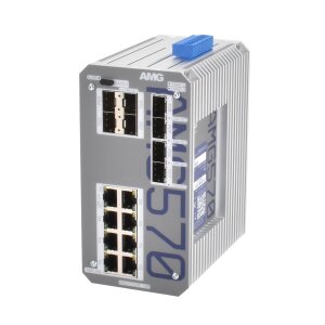 AMG Systems AMG570-8G-8S Industrieller 16 Port Managed Switch 8 x 10/100/1000BT, 2 x 100/1000/2,5GFX SFP Slot, 6 x 100/1000Base-FX SFP Slot, -40°C to +75°C