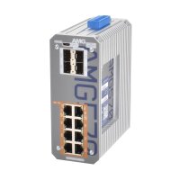 AMG Systems AMG570-8GAT-4S-P240 Industrieller 12 Port Managed Switch 8 x 10/100/1000BT RJ45 mit 30W PoE, 2 x 100/1000/ 2,5GFX SFP Slots, 2 x 100/1000Base-FX SFP Slot
