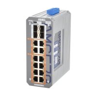AMG Systems AMG570-12GAT-4S-P360 Industrieller 16 Port Managed Switch 12 x 10/100/1000BT RJ45 mit 30W PoE, 2 x 100/1000/ 2,5GFX SFP Slots, 2 x 100/1000Base-FX SFP Slot