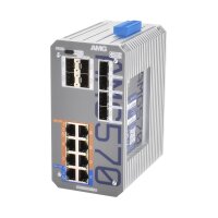 AMG Systems AMG570-2GBT-6GAT-8S-P360 Industrieller 16 Port Managed Switch, 2 x 10/100/1000BT RJ45 mit 60/90W PoE, 6 x 10/100/1000BT RJ45 mit 30W, 8 x SFP Ports