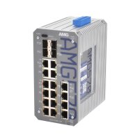 AMG Systems AMG570-4GBT-8GAT-4G-4S-P360 Industrieller 16 Port Managed Switch, 4 x 10/100/1000BT RJ45 mit 60/90W PoE, 8 x 10/100/1000BT RJ45 mit 30W, 4 x SFP Ports