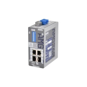 AMG Systems AMG260-2G-2S Industrieller Medienkonverter, 2 x 10/100/1000BT RJ45 , 2 x 100/1000FX SFP Slot, ohne SFP, DIP Switch, DIN Rail / Wandmontage