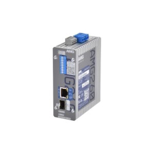 AMG Systems AMG260-1GBT-1S-P90 Industrieller PoE Medienkonverter, 1 x 10/100/1000BT RJ45 mit 60/90W PoE, 1 x 100/1000Base-FX SFP Slot, DIN Rail / Wandmontage