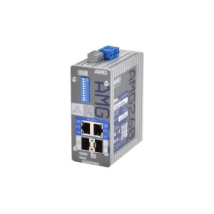 AMG Systems AMG260-2GBT-2S-P180 Industrieller PoE Medienkonverter, 2 x 10/100/1000BT RJ45 mit 60/90W PoE, 2 x 100/1000Base-FX SFP Slot, DIN Rail / Wandmontage