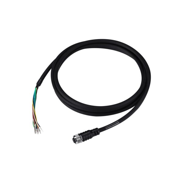 Hanwha Vision SPP-C12020P BCR Kamera M12 Stromkabel, 2 Meter lang, IP67 schwarze Farbe, Stecker A ist vorkonfektioniert M1 Stecker B ist nicht konfektionierte Kabeladern