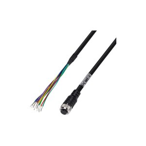 Hanwha Vision SPP-C12020P BCR Kamera M12 Stromkabel, 2 Meter lang, IP67 schwarze Farbe, Stecker A ist vorkonfektioniert M1 Stecker B ist nicht konfektionierte Kabeladern