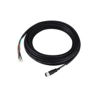 Hanwha Vision SPP-C12050P BCR Kamera M12 Stromkabel, 5 Meter lang, IP67 schwarze Farbe, Stecker A ist vorkonfektioniert M1 Stecker B ist nicht konfektionierte Kabeladern