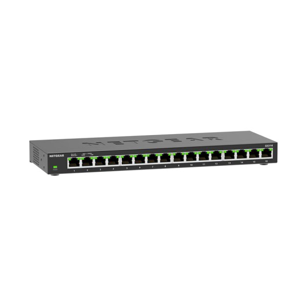 Netgear GS316-300EUS 16-Port unmanaged Switch, 15 x 10/100/1000Base-T RJ-45, 1 x 10GB Base-T RJ45
