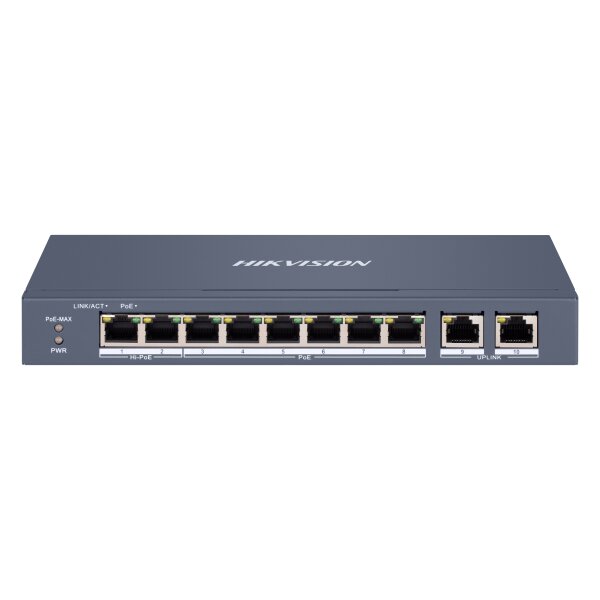 Hikvision DS-3E1310HP-EI(O-STD)(B) Ethernet Switch, Smart Managed, 8x RJ45, 2x Gigabit RJ45, 802.3bt Hi-PoE, 110W PoE,