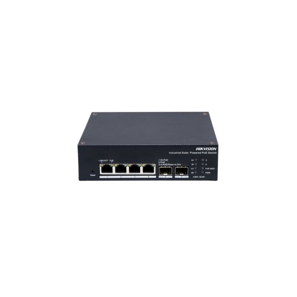 Hikvision DS-3T1506HP-EI-UPS(O-STD)/No Power unit Solar Ethernet Switch Managed, 4x RJ45 Gigabit Ports, 2 x Gigabit SFP Ports, 1x R485 Port, 110 W PoE Budget