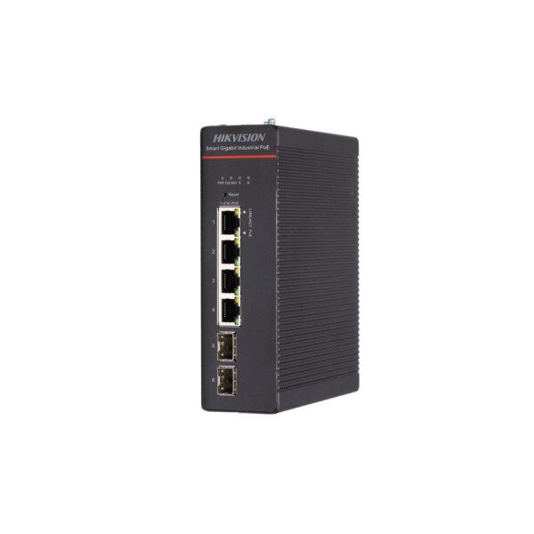 Hikvision DS-3T1506HP-SI-4P2F(O-STD)/No Power unit Industrieller Ethernet Switch Managed, 4x RJ45 Gigabit PoE, 2 x Gigabit SFP Ports, 300 W PoE Budget