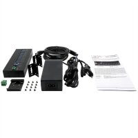 EXSYS EX-11230HMS 10 Port USB 3.2 Gen 1 HUB Din-Rail Kit und Wand VIA VL811+ Chipset