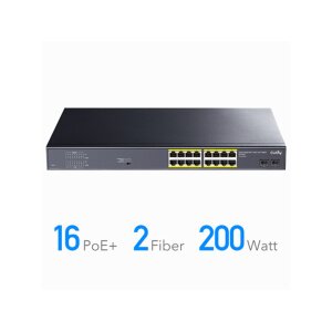 CUDY GS1020PS2 16-Port Gigabit PoE+ Switch 2 Gigabit SFP Ports 200W