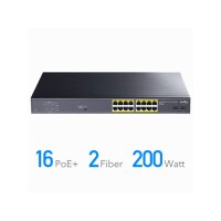 CUDY GS1020PS2 16-Port Gigabit PoE+ Switch 2 Gigabit SFP Ports 200W