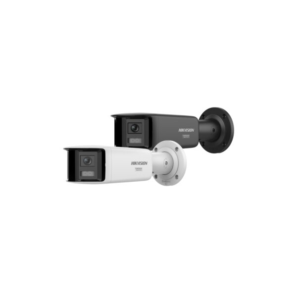Hikvision DS-2CD2T127G3P-LIS2UY/SL(180°)(O-STD) Netzwerk Panorama Bullet Kamera, 12MP, 180° Sichtfeld, ColorVu, AcuSense Mic, IR, Weißlicht, IP67, weiß