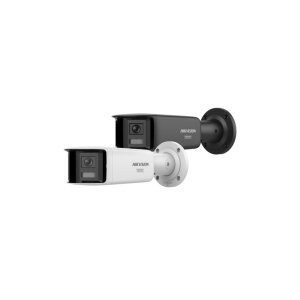 Hikvision DS-2CD2T127G3P-LIS2UY/SL(180°)(O-STD) Netzwerk Panorama Bullet Kamera, 12MP, 180° Sichtfeld, ColorVu, AcuSense Mic, IR, Weißlicht, IP67, weiß