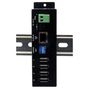 EXSYS EX-6003HMVS Device Server 4x USB 2.0, DIN-Rail-Kit, Metall-Gehäuse