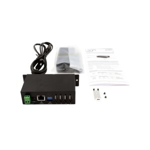 EXSYS EX-6003HMVS Device Server 4x USB 2.0, DIN-Rail-Kit, Metall-Gehäuse