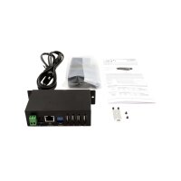 EXSYS EX-6003HMVS Device Server 4x USB 2.0, DIN-Rail-Kit, Metall-Gehäuse