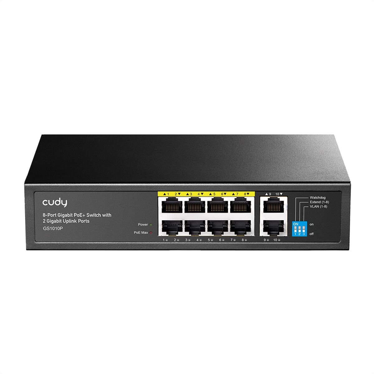 CUDY GS1010P 8-Port Gigabit PoE+ Switch mit 2 Gigabit Uplink