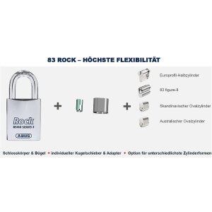 Abus 83/60-5 Vorhängeschloss für Ovalzylinder